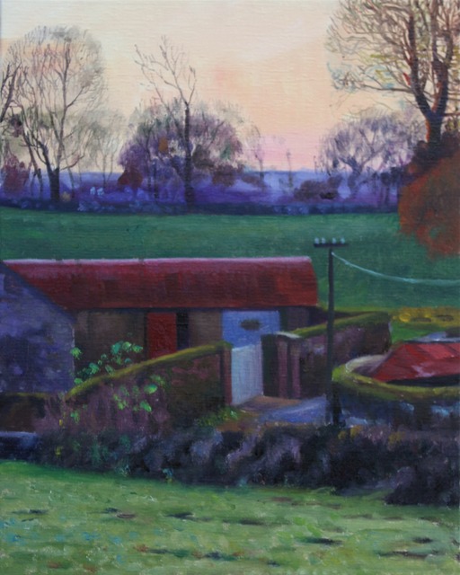 Red Barns at Sundown by Blaise Smith